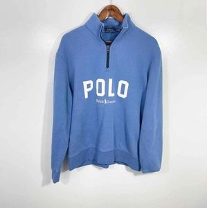 Polo Ralph Lauren Spell Out Pastel Fleece 1/4 Zip Sweatshirt Sweater EUC Men’s L